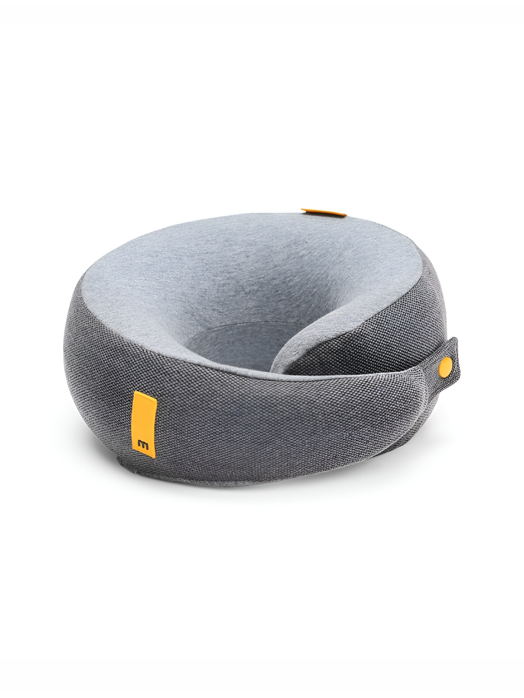 MOKOBARA Grey Solid Cotton Breathable Firm Memory Foam Travel Pillow-12 x 29 x 27 cm