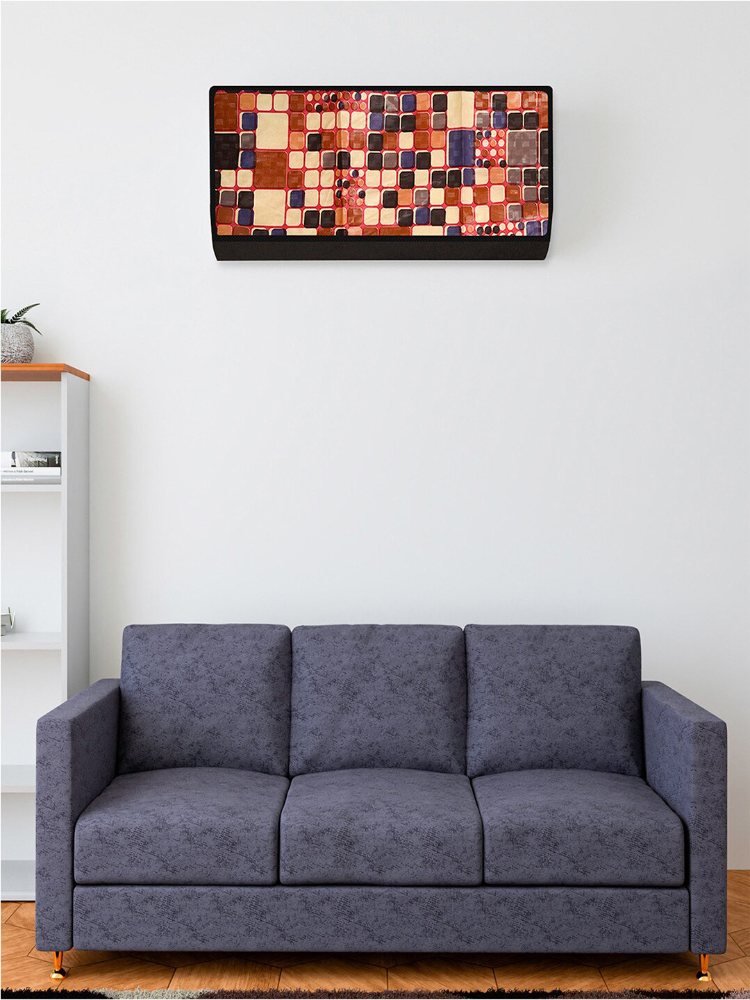 Kuber Industries Brown Printed Multi-Function AC Cover