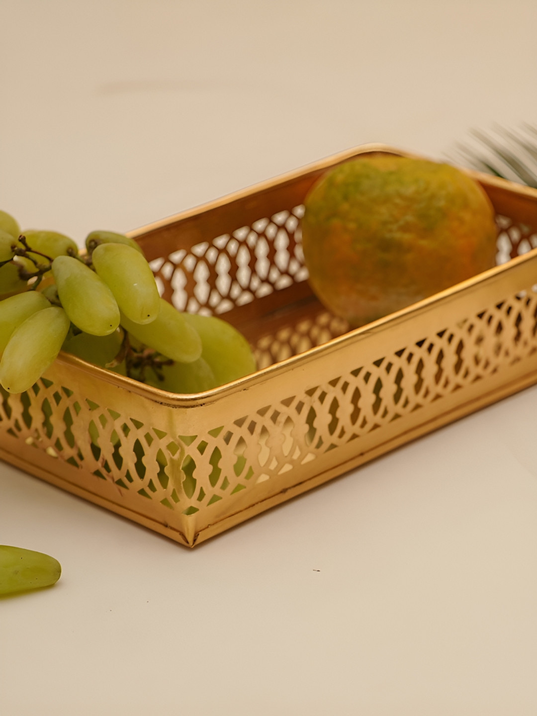 Manor House Gold toned Metal & Glass Mirror Trays