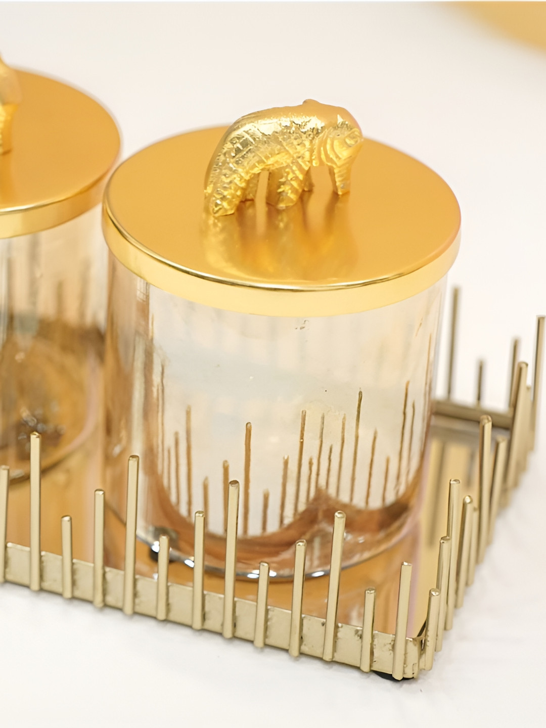 Manor House Gold toned Patterned Metal Shakh Tray