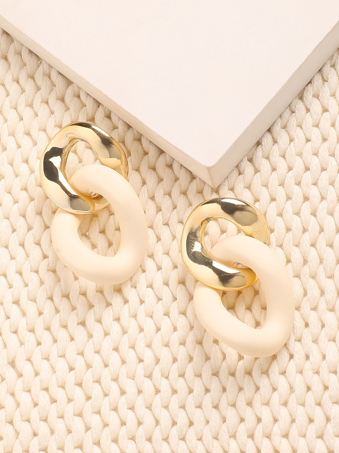 DressBerry White  Gold Plated Drop Earrings