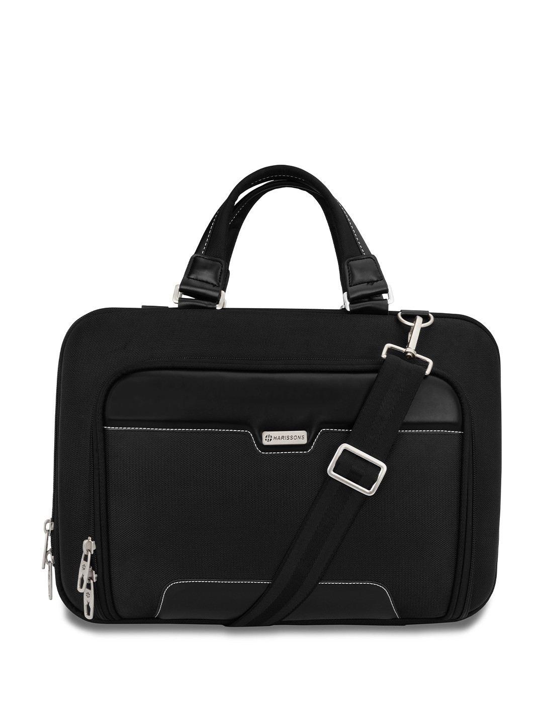 Harissons Spartan Men Black 12L Vegan Leather Water Resistant Laptop Messenger Bag