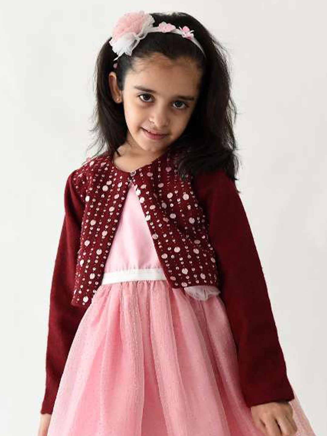 A Little Fable Girls Self Designed Crop Open Front Shrug