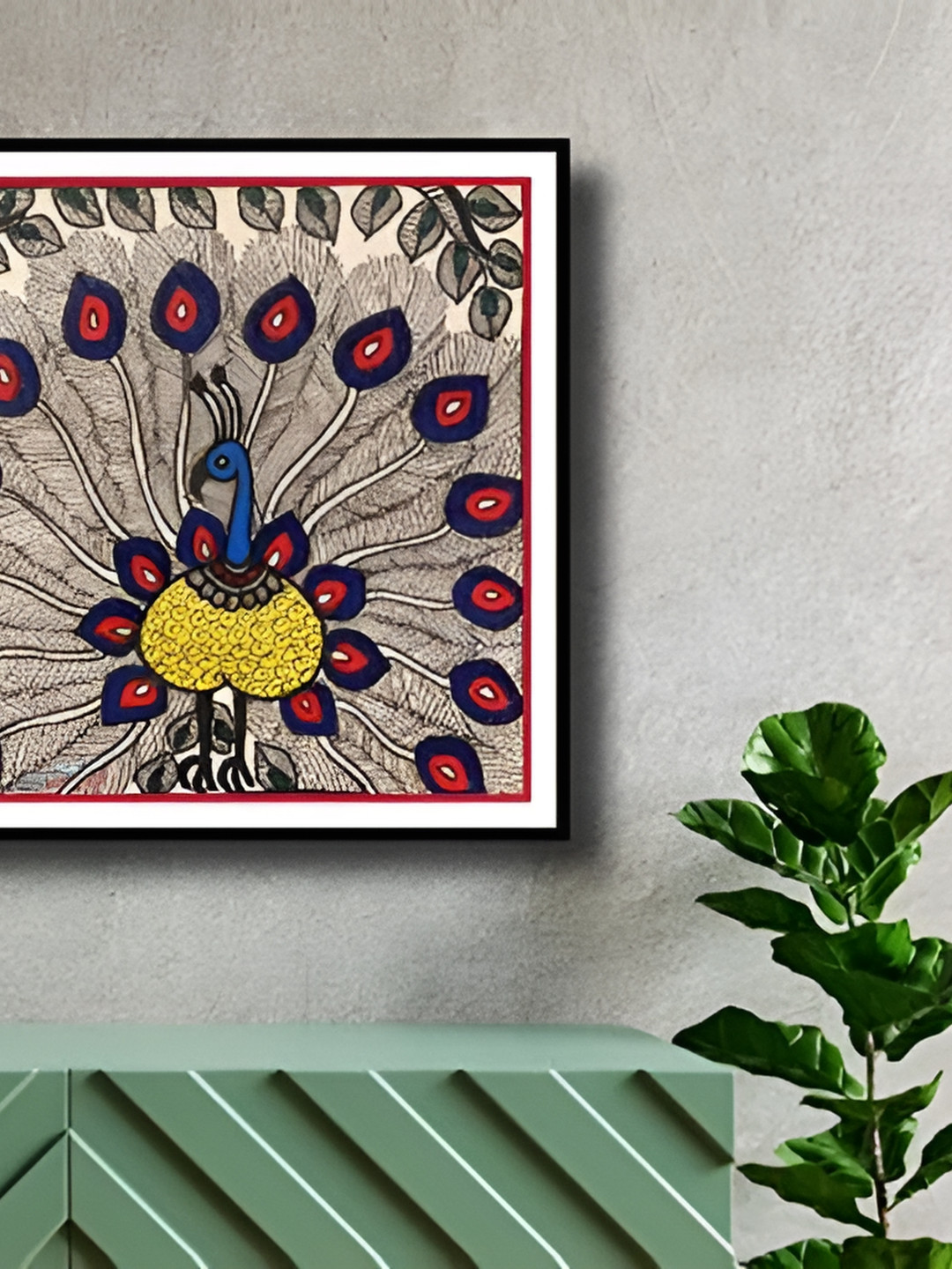 ARTDARSHAN Peacock Paper Wall Square Paintings Wall Art -11x11In