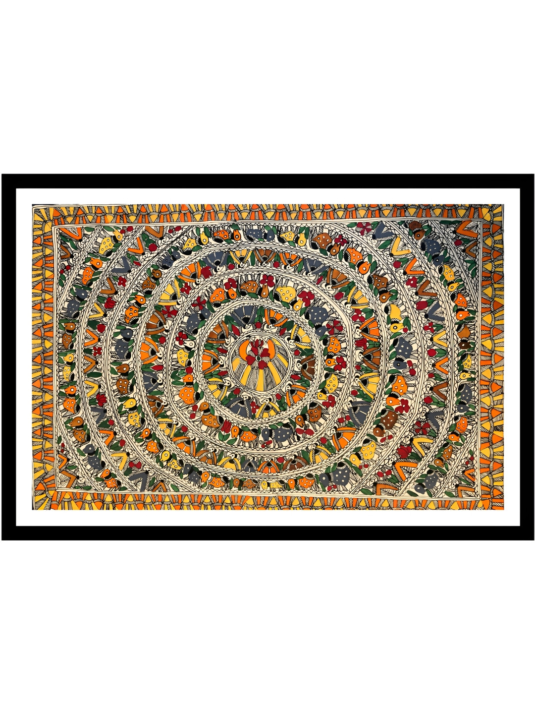 ARTDARSHAN Mandala Madhubani Paper Wall Rectangle Paintings Wall Art -22 x 15In