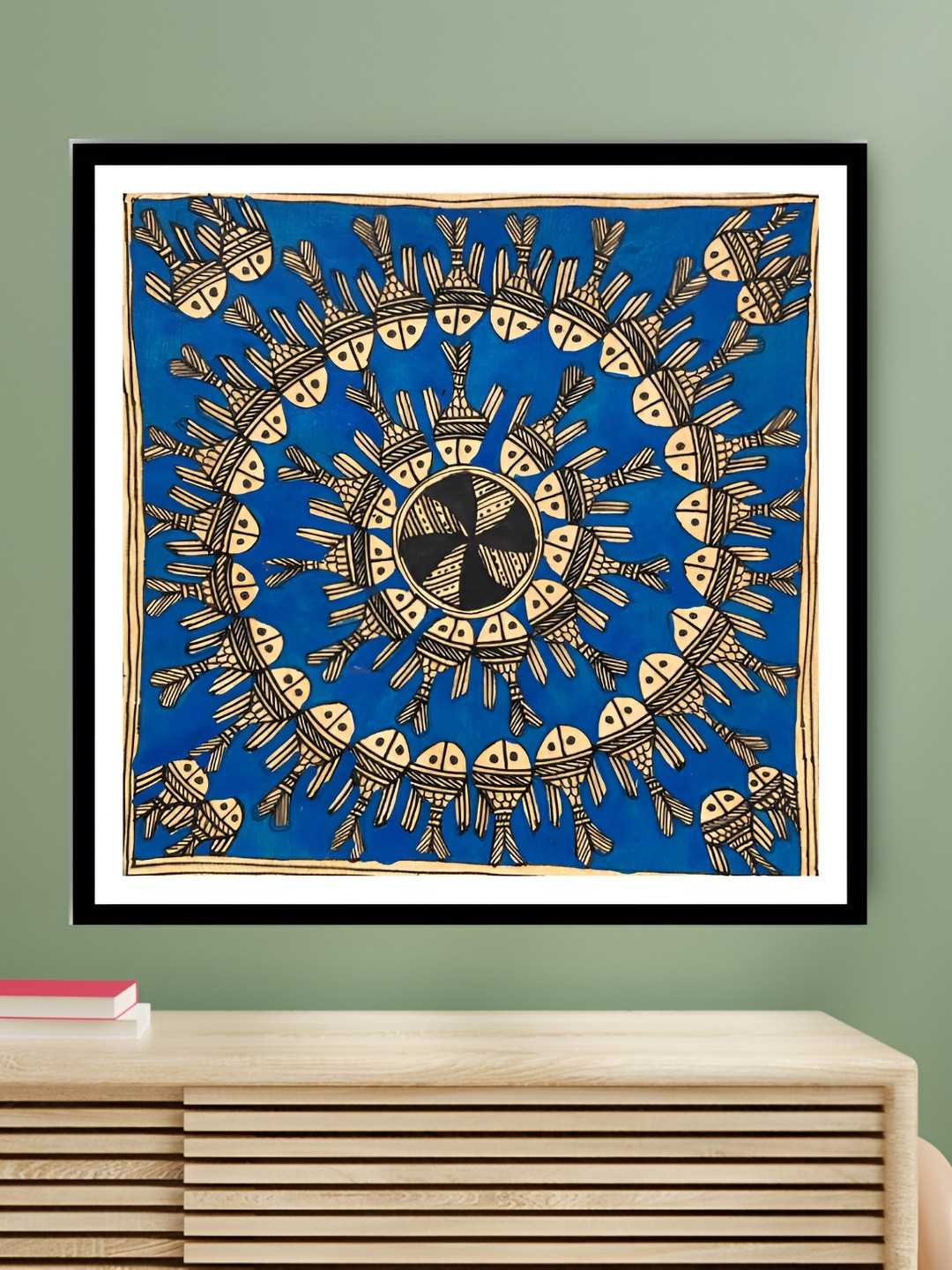 ARTDARSHAN Madhubani Mandala Paper Wall Square Paintings Wall Art - 10x10In