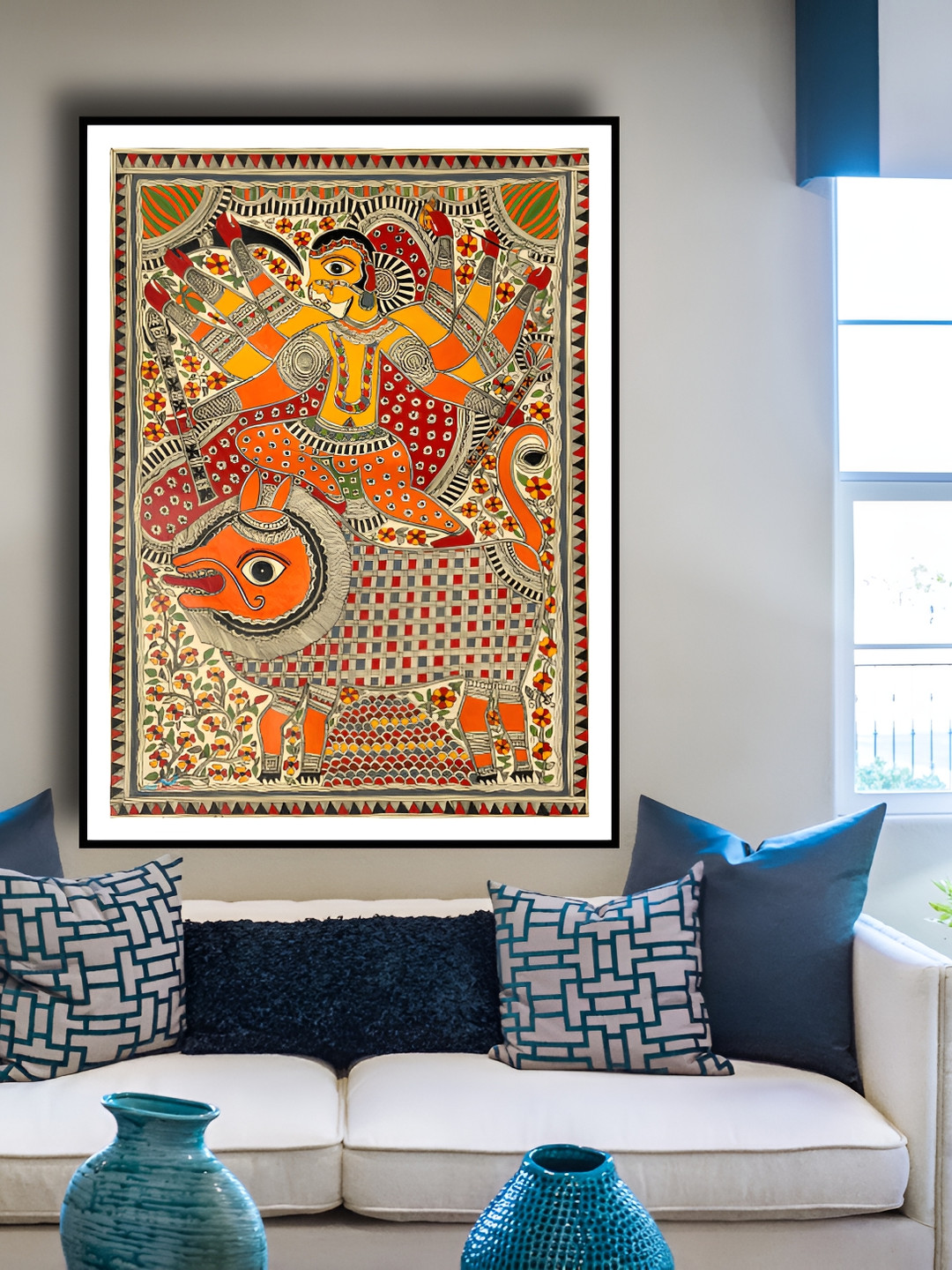 ARTDARSHAN Orange & Beige Rectangular Paintings Wall Art