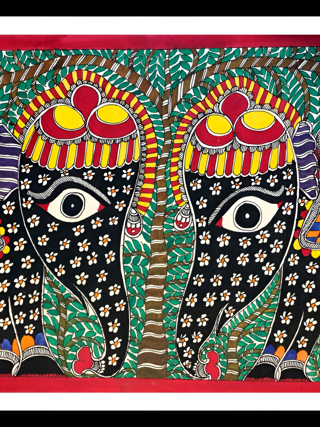 ARTDARSHAN Elephant Black Paper Wall Living Room Rectangle Paintings Wall Art -22 x 15In
