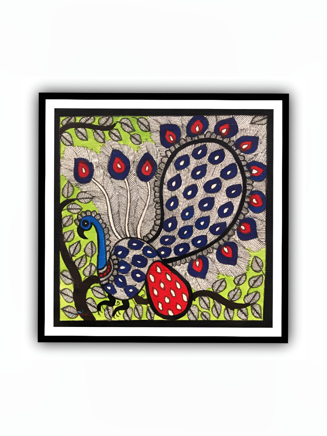 ARTDARSHAN Black & Blue Birds and Animals Square Shaped Paintings Wall Art