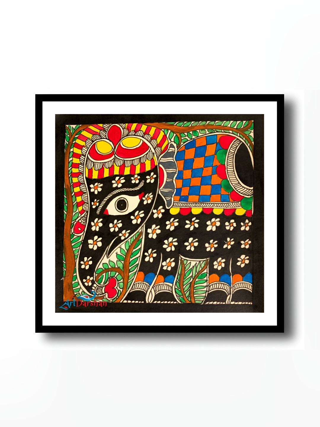 ARTDARSHAN Beautiful Madhubani Paper Wall Square Paintings Wall Art - 11 x 11 In