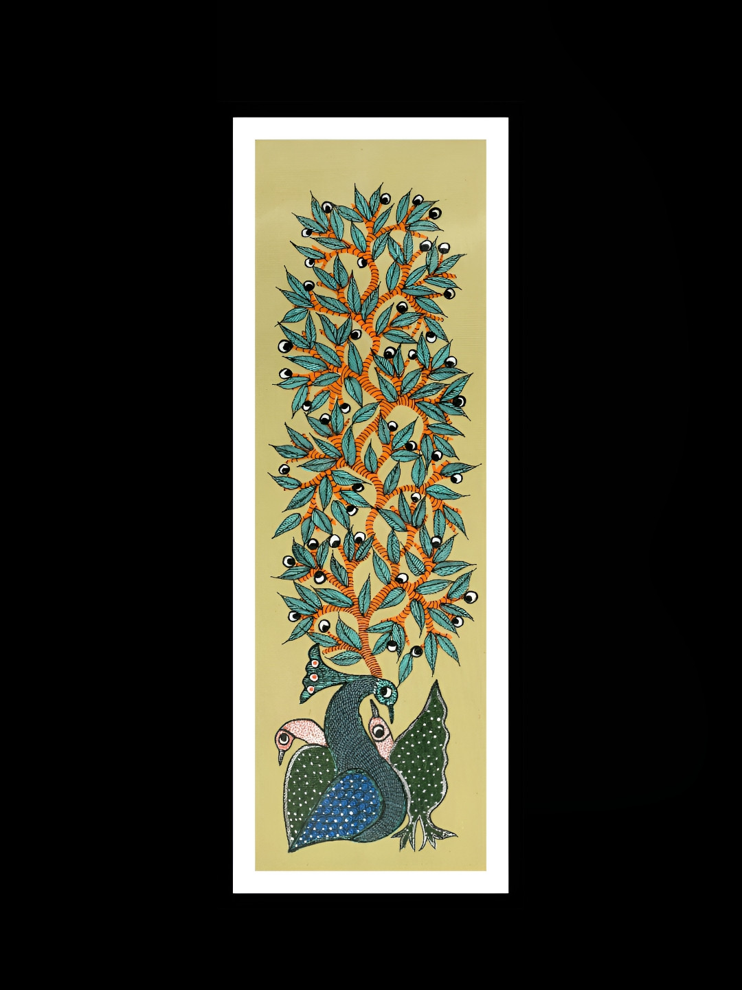 ARTDARSHAN Green & Orange Rectangular Shaped Paintings Wall Art