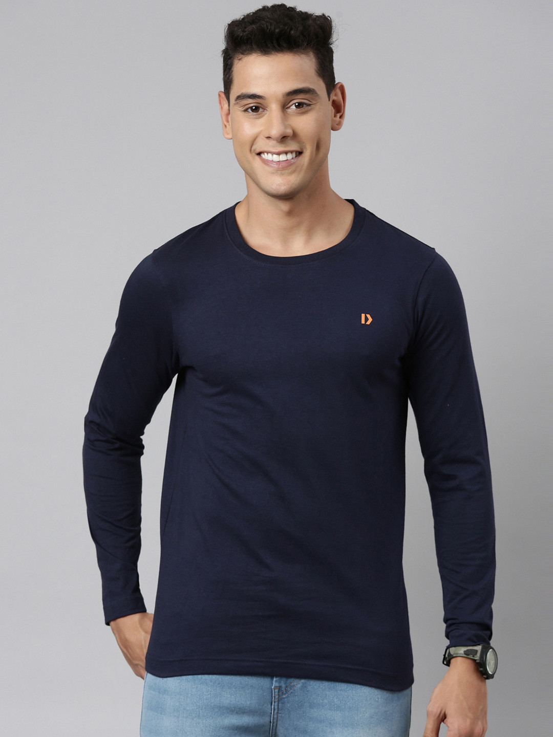 DIXCY SCOTT Brand Logo Round Neck Full Sleeves Tshirt