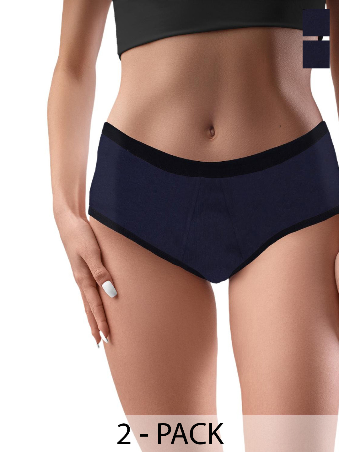 DChica Women Pack Of 2 Reusable Leak-Proof Anti-Microbial Cotton Period Panties