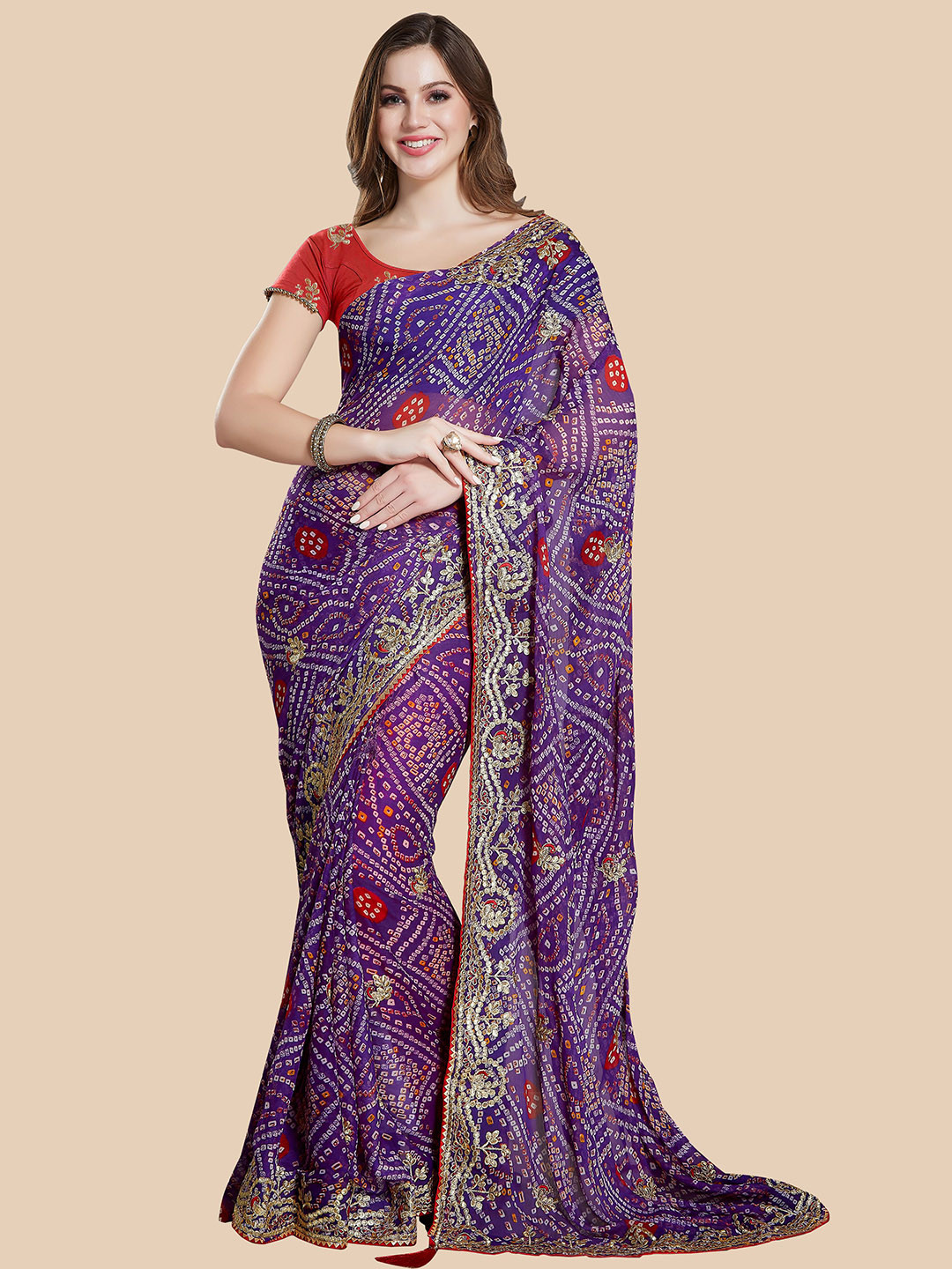 Rani Saahiba Gotta Patti Bandhani Saree