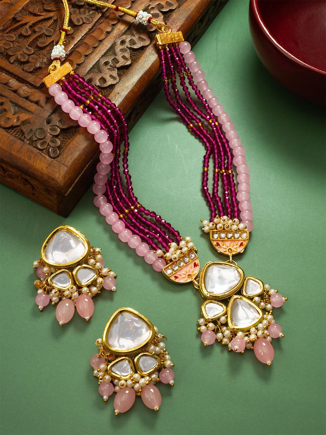 aadita Stone-Studded & Beaded Jewellery Set
