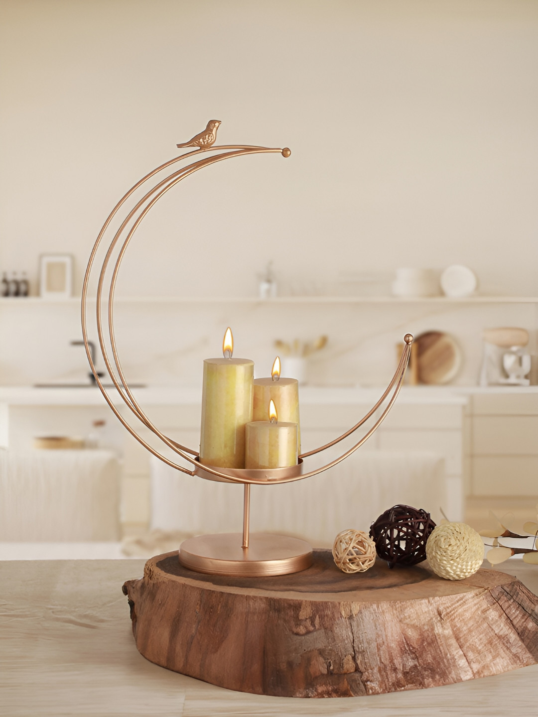 Homspurts Gold Toned Serenity Glow Candle Holder