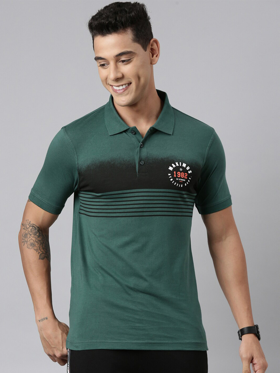 DIXCY SCOTT Striped Polo Collar Short Sleeves Regular Fit T-shirt