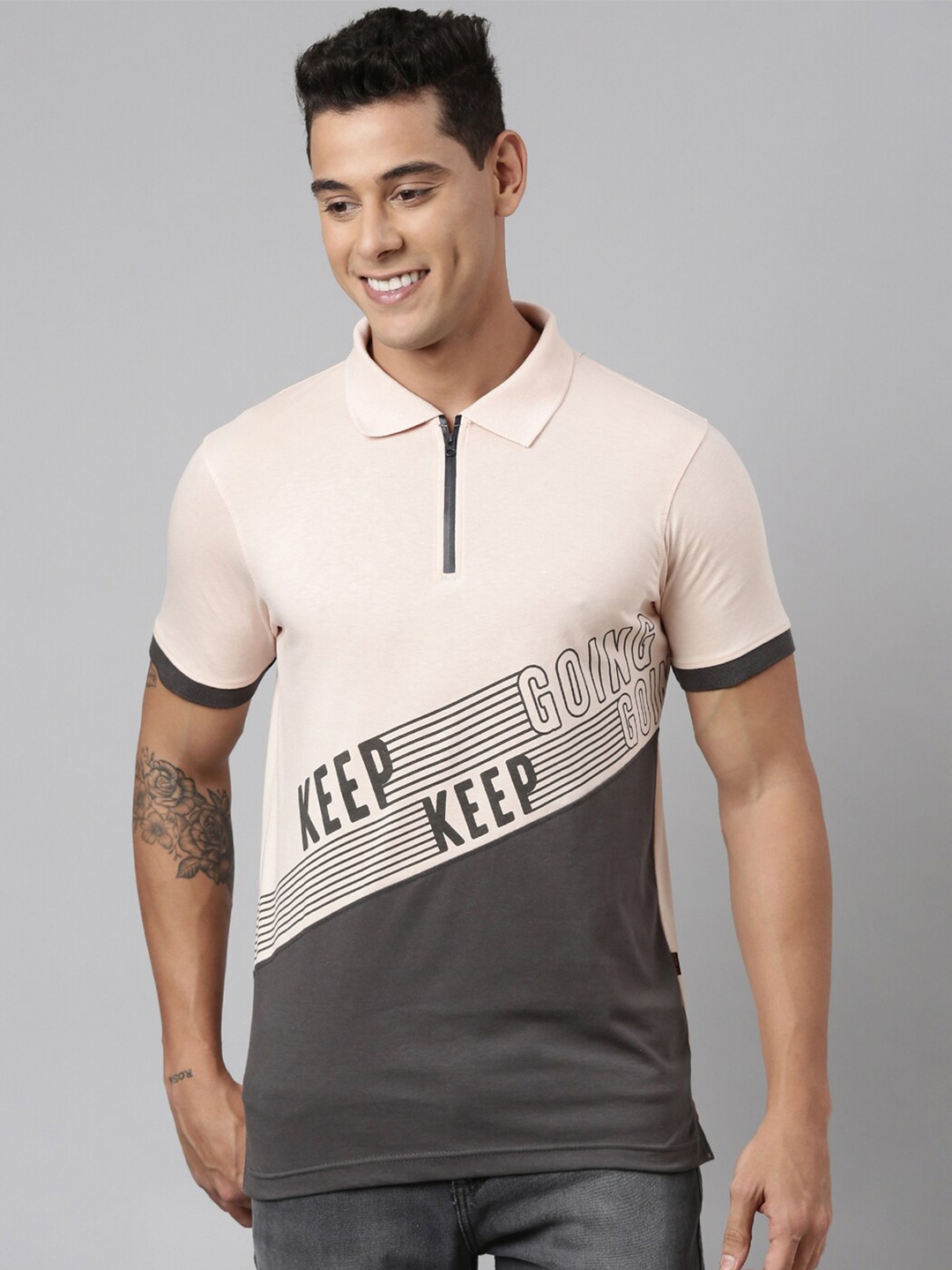 Buy DIXCY SCOTT Typography Printed Polo Collar Cotton T Shirt
