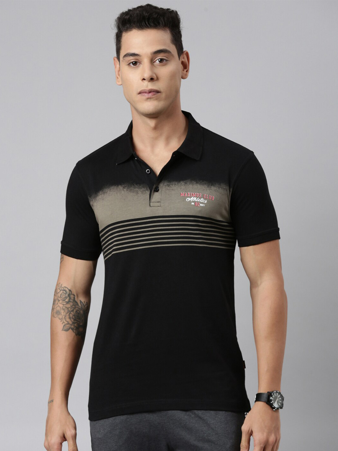 DIXCY SCOTT Striped Polo Collar Short Sleeves Regular Fit Tshirt