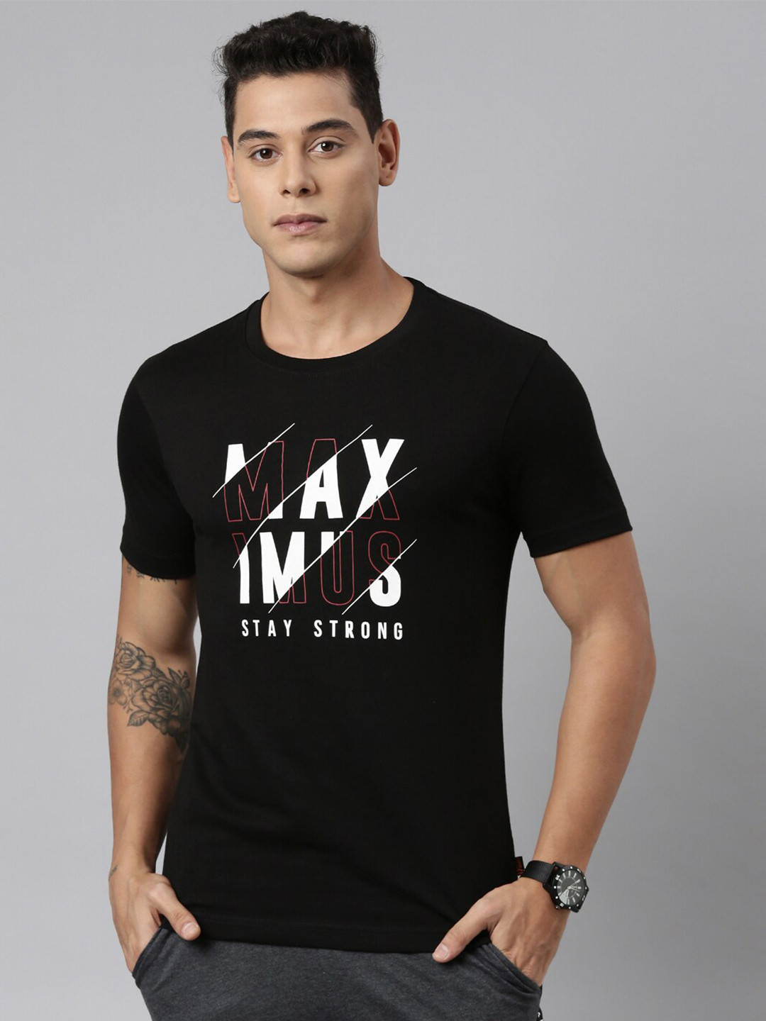 DIXCY SCOTT Typography Printed Round Neck Cotton Tshirt