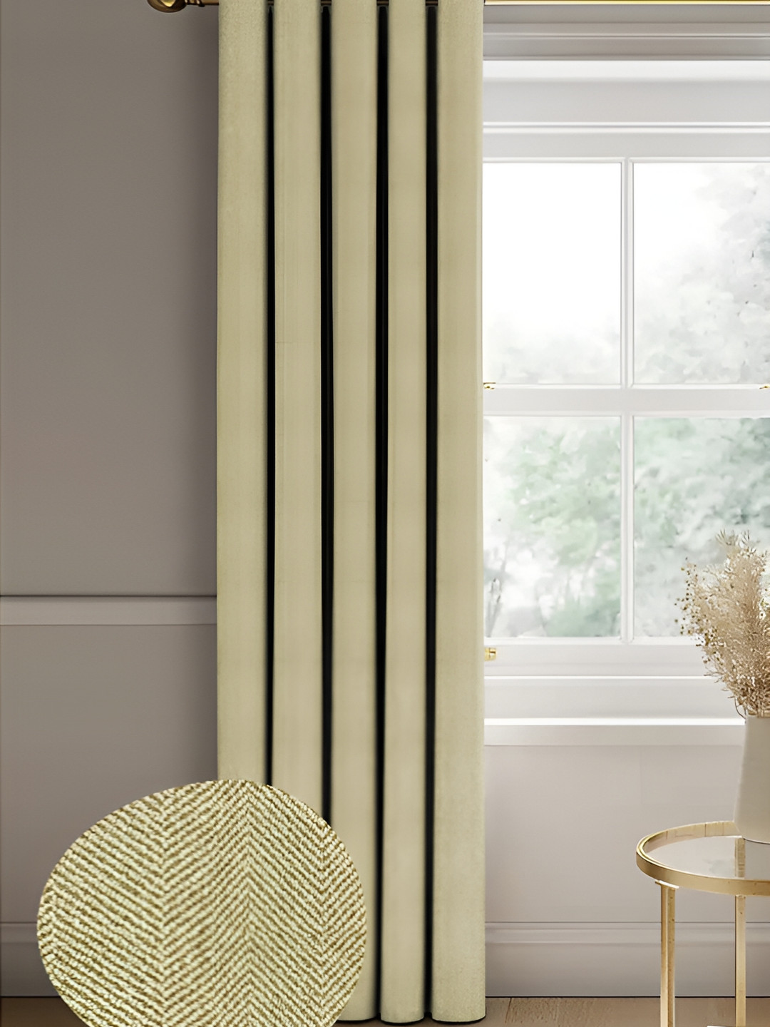 CASABLEU Green 2 Pieces Self Design Black Out Door Curtain