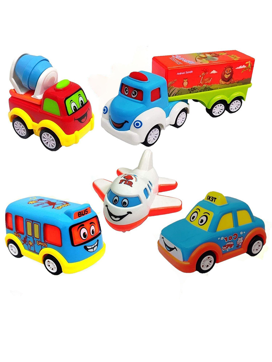 OPINA Kids 5 Pieces Mini Fun Autos Toys Friction Power Cars Toys