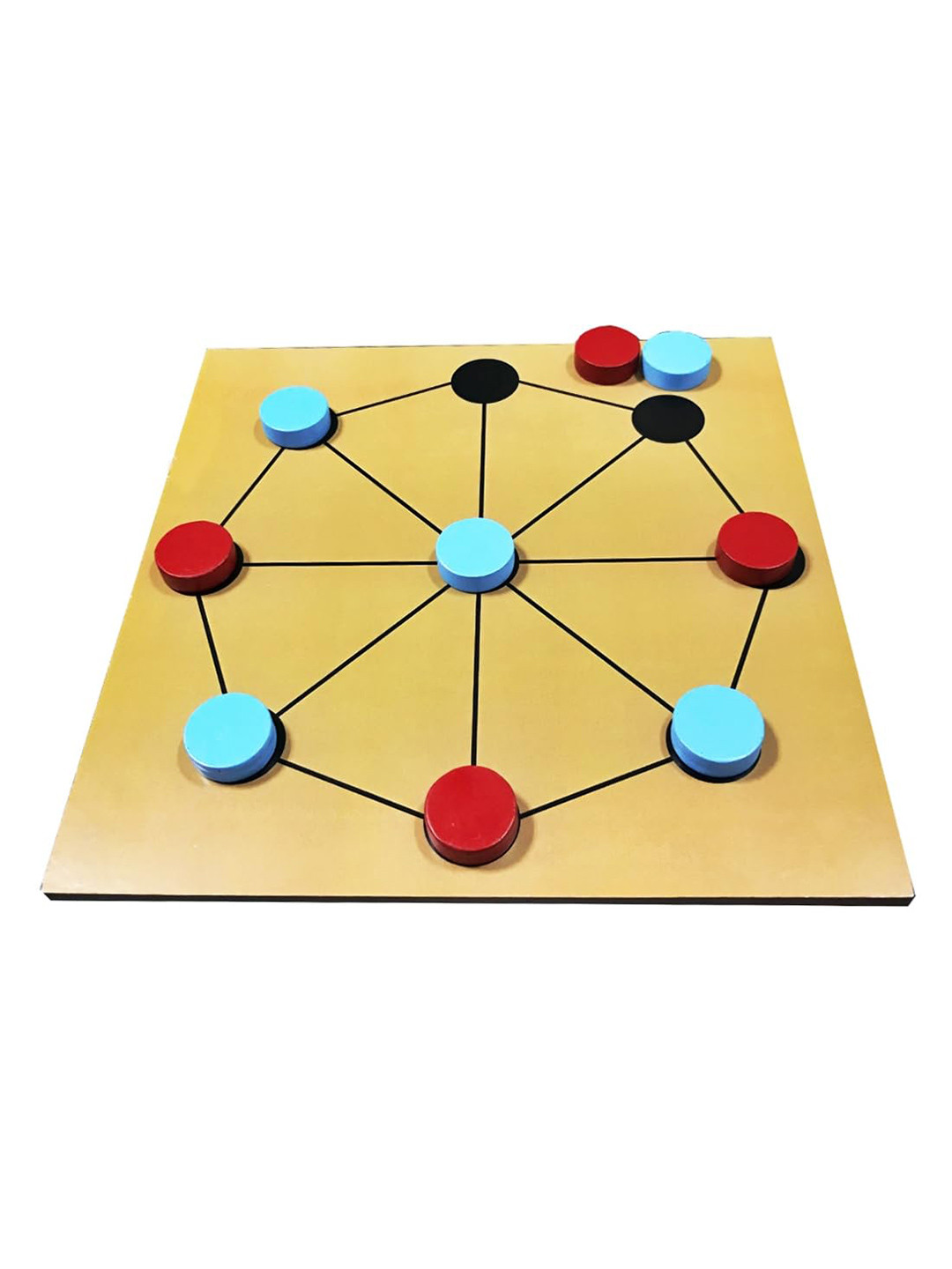 MUREN Kids Scratch Resistant 2 in 1 Wooden Shisima & Tic Tac Toe Board Game