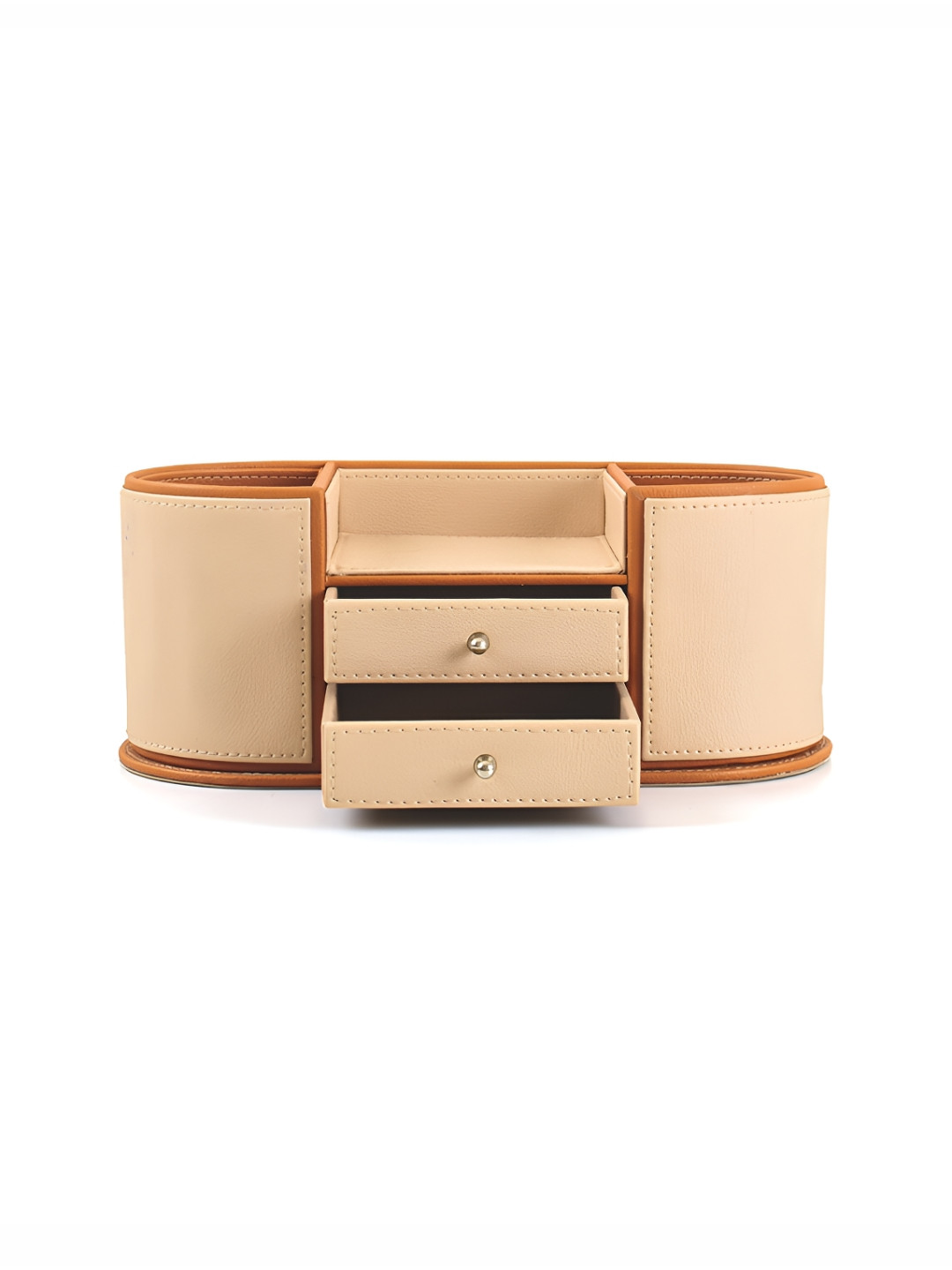 ICHKAN Cream Coloured & Brown Textured Office Table Organiser