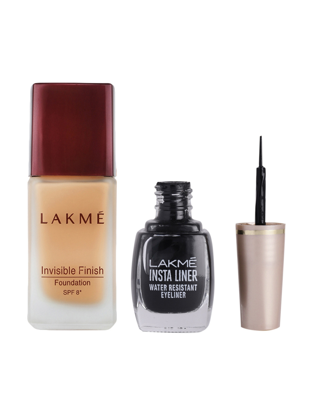 Lakme Set of Invisible Finish SPF 8 Foundation - Shade 01 &  Insta Eye Liner - Black