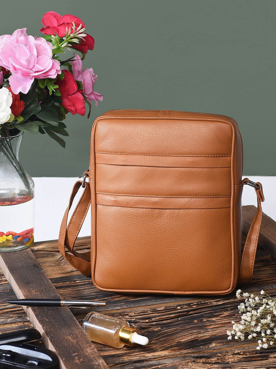 K London Textured Structured Leather Sling Bag