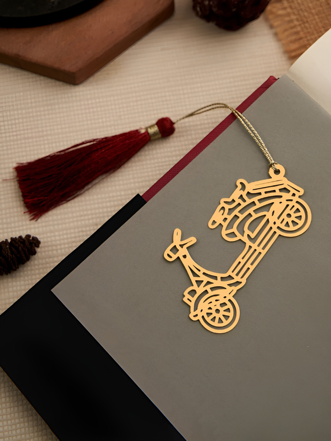 DecorTwist Brass Scooter Design Bookmark