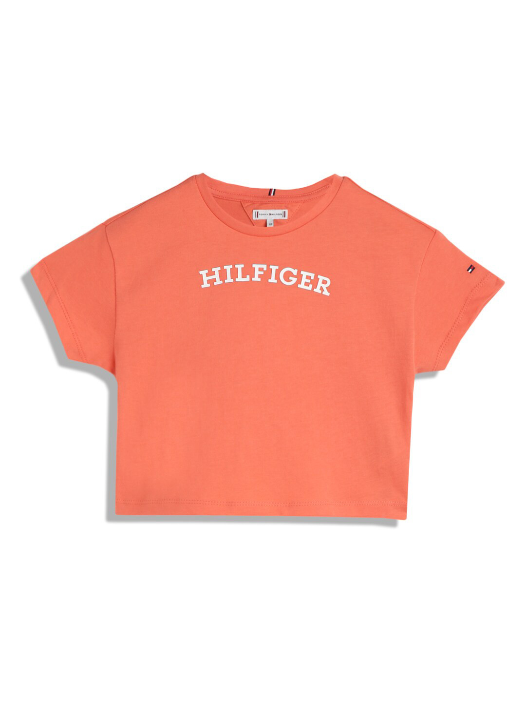 Tommy Hilfiger Girls Cotton Printed V-Neck Raw Edge T-shirt