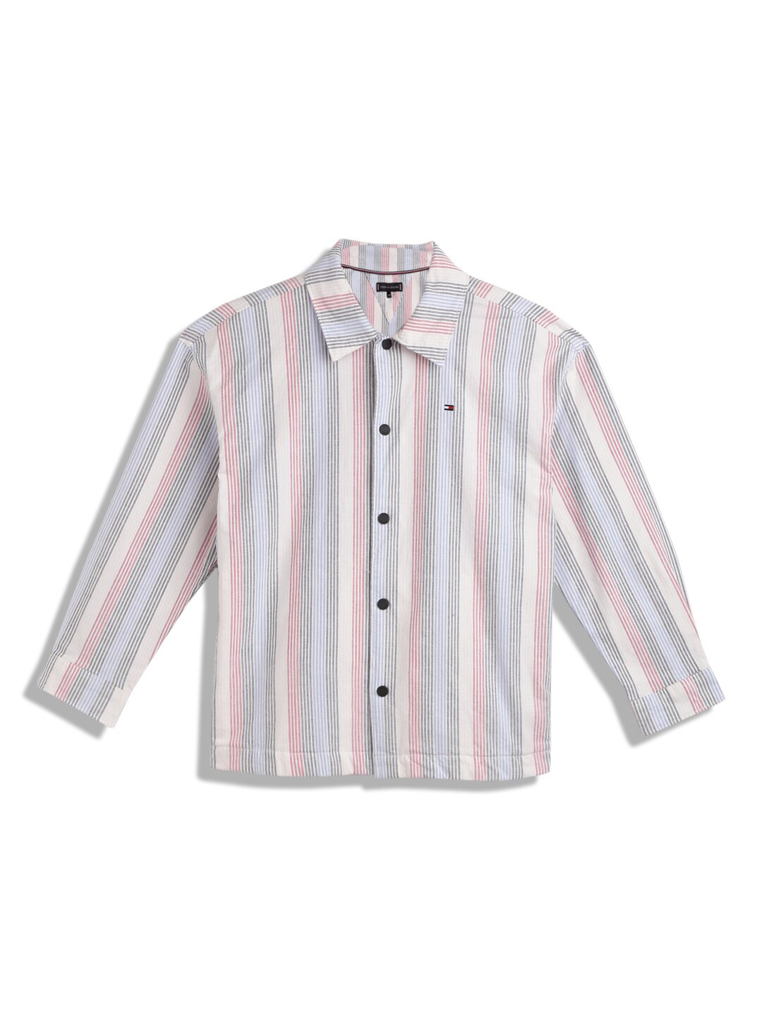 Tommy Hilfiger Boys spread collar Multi Stripes Opaque Striped Cotton Casual Shirt