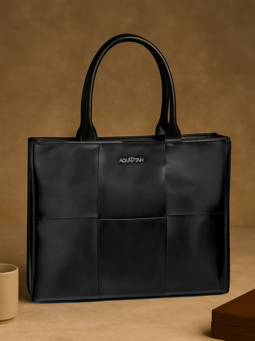 AQUATAN Structured Vegan Leather Tote Bag