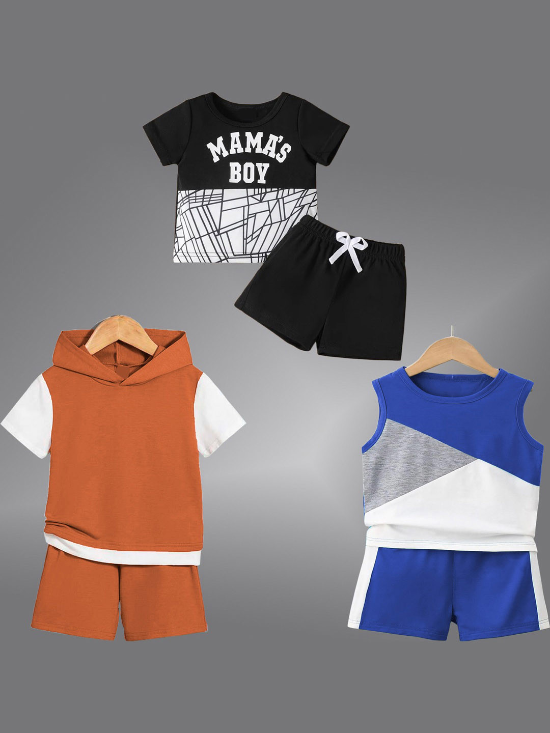 BAESD Unisex Kids Blue & Black Printed T-shirt with Shorts
