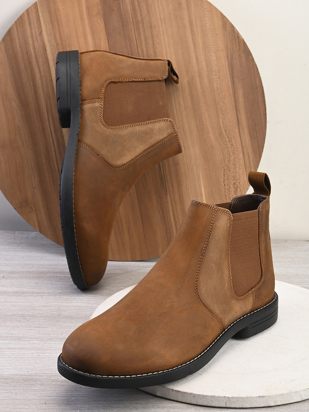 pelle albero Men Round Toe Chelsea Boots