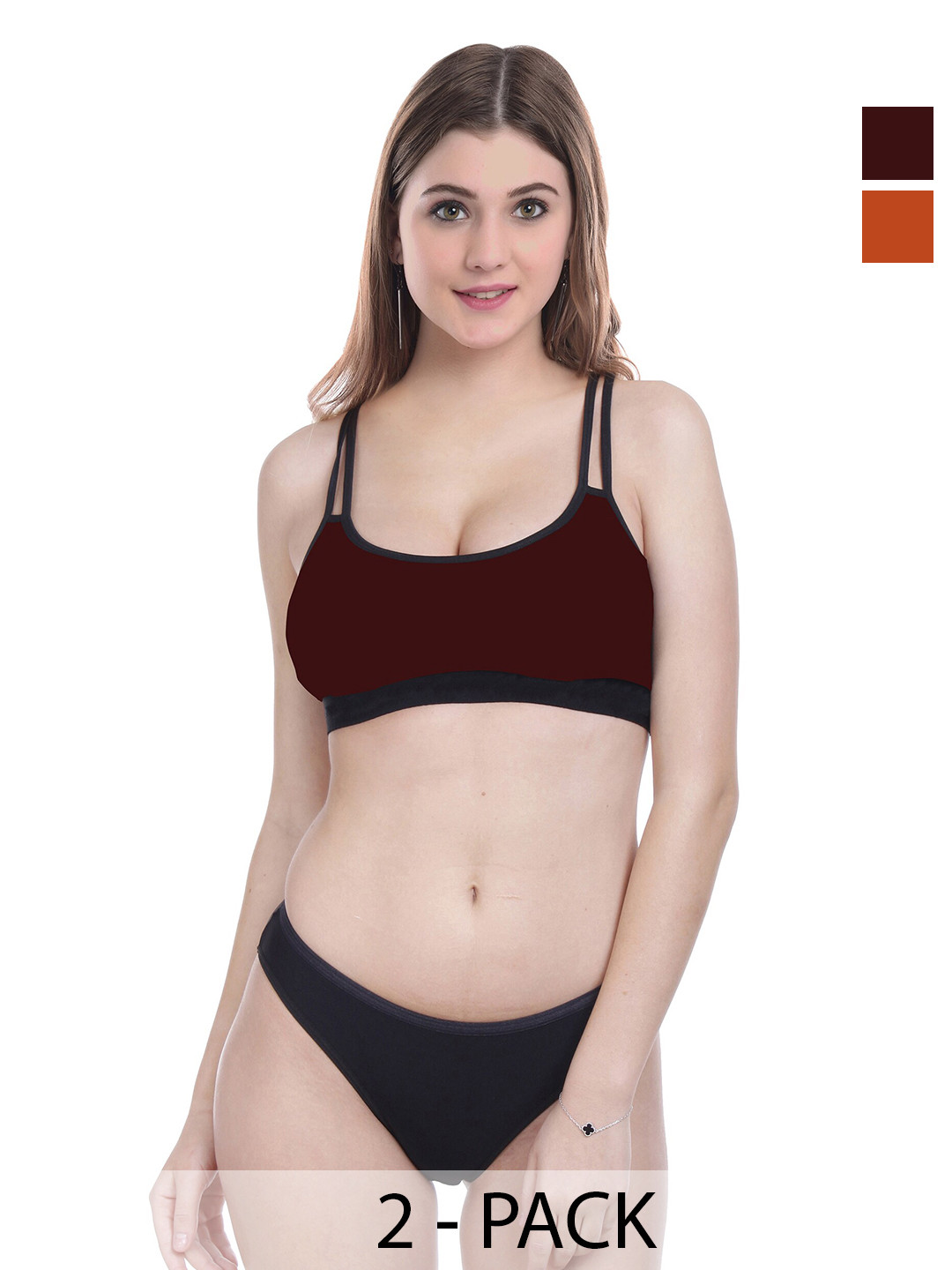 AROUSY Pack Of 3 Non Padded Cotton Lingerie Set