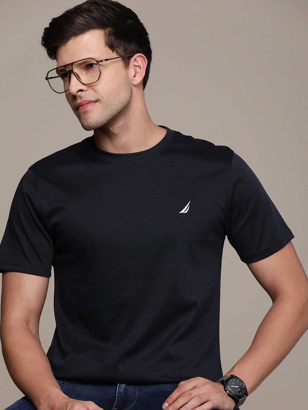 Nautica Round Neck Pure Cotton T-shirt