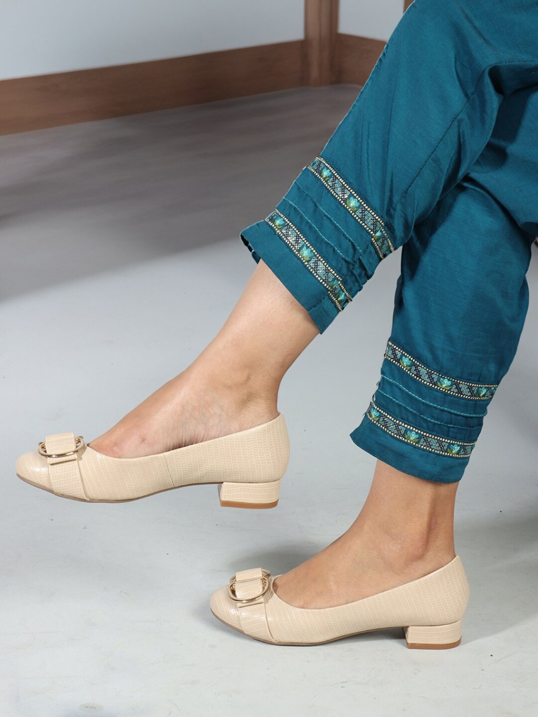 Carlton London Textured Block Pumps with Buckle