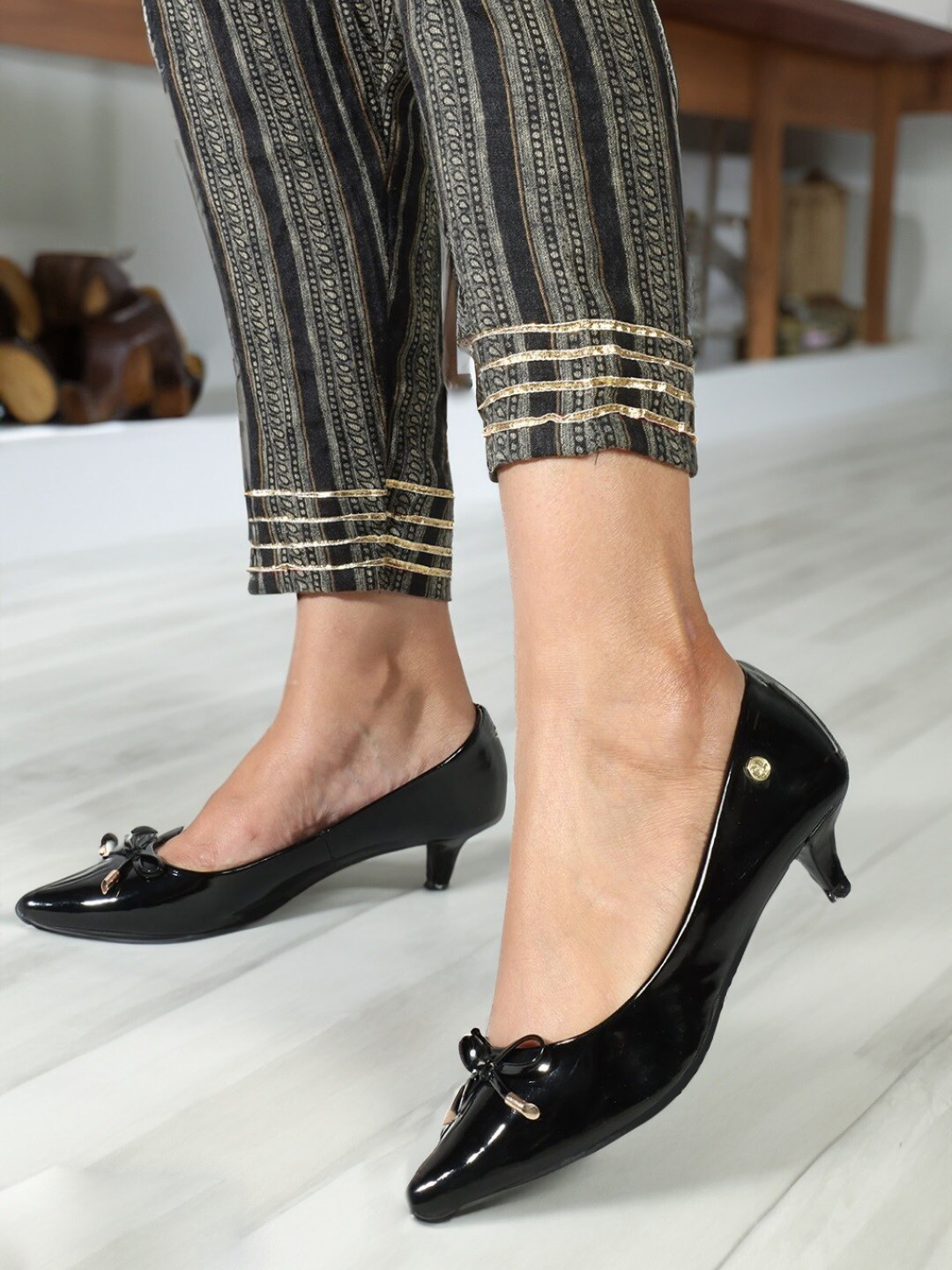 Carlton London Embellished Block Pumps with Bows