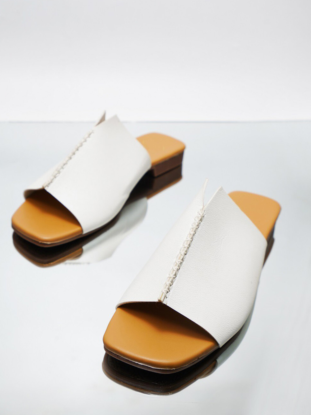 Try Me Textured No Back Strap Open Toe Flats