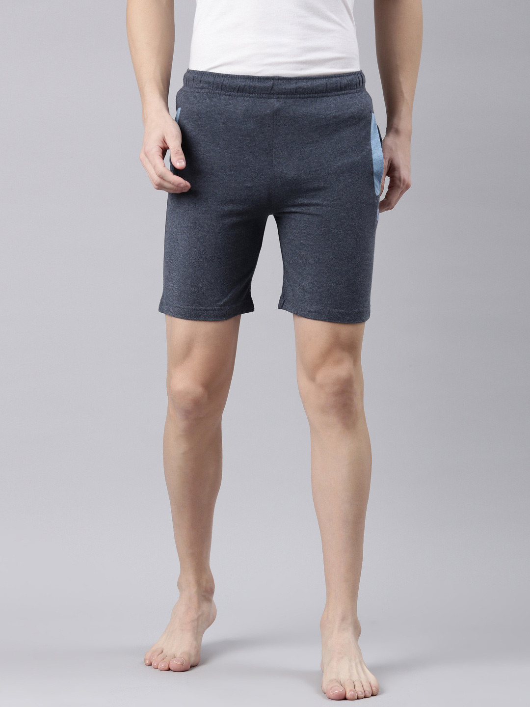 DIXCY SCOTT Men Solid Mid Rise Above Knee Length Lounge Shorts