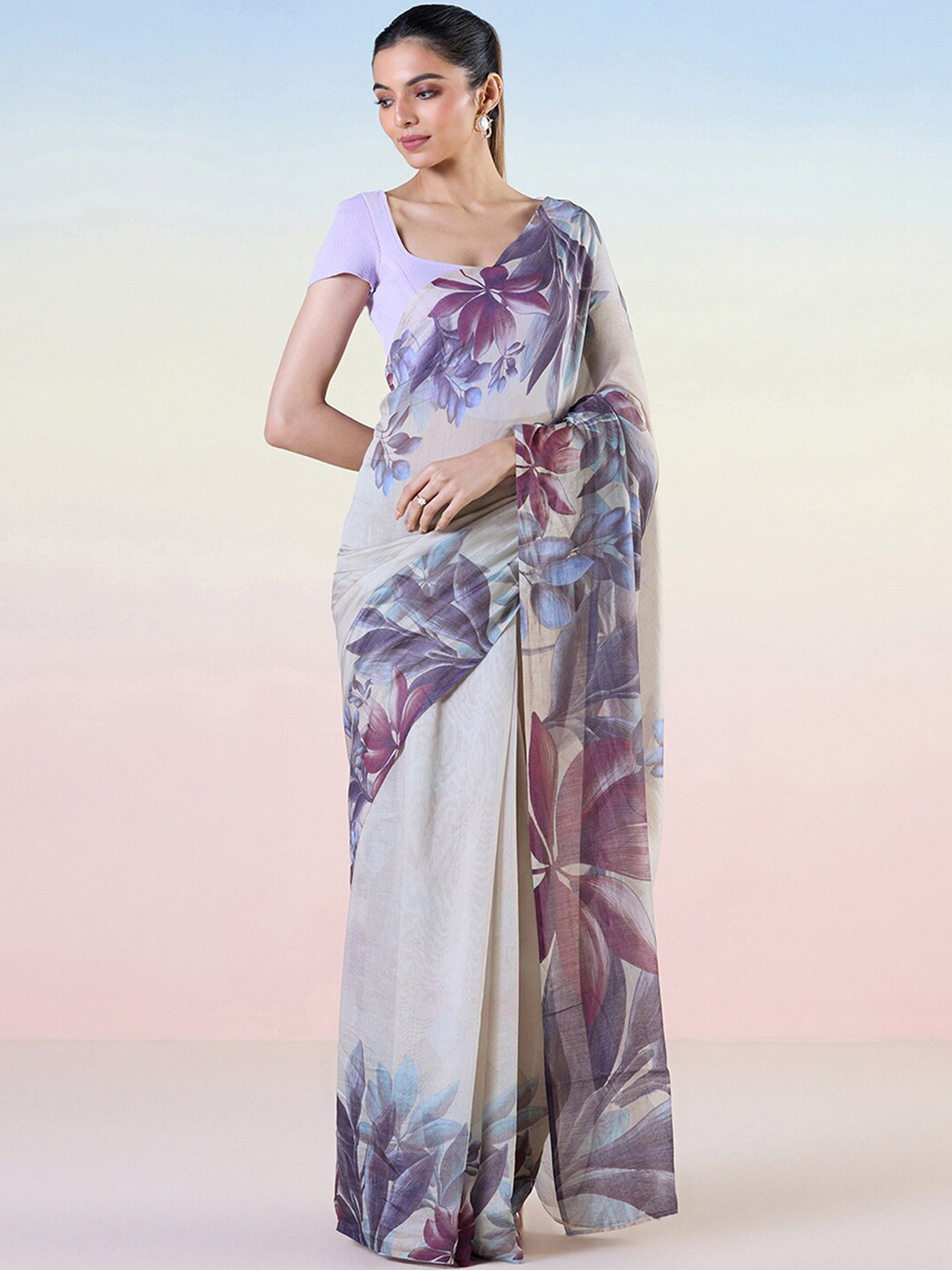 navyasa by liva Floral Organza Saree