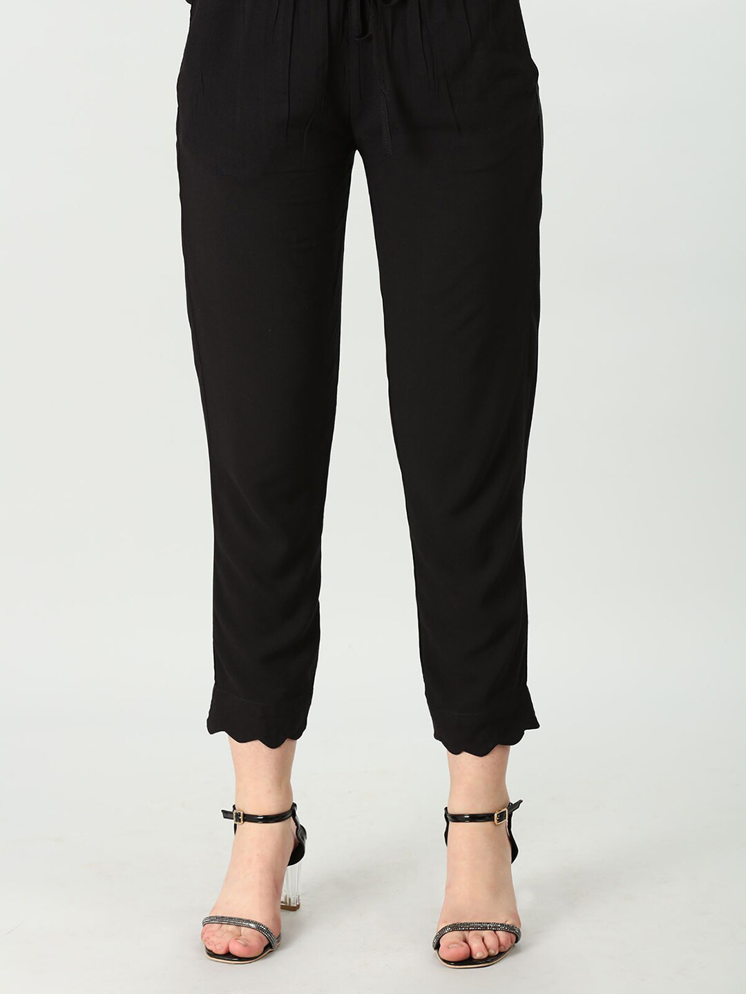 Mustard Women Mid-Rise Pleated Cropped Regular Trouser