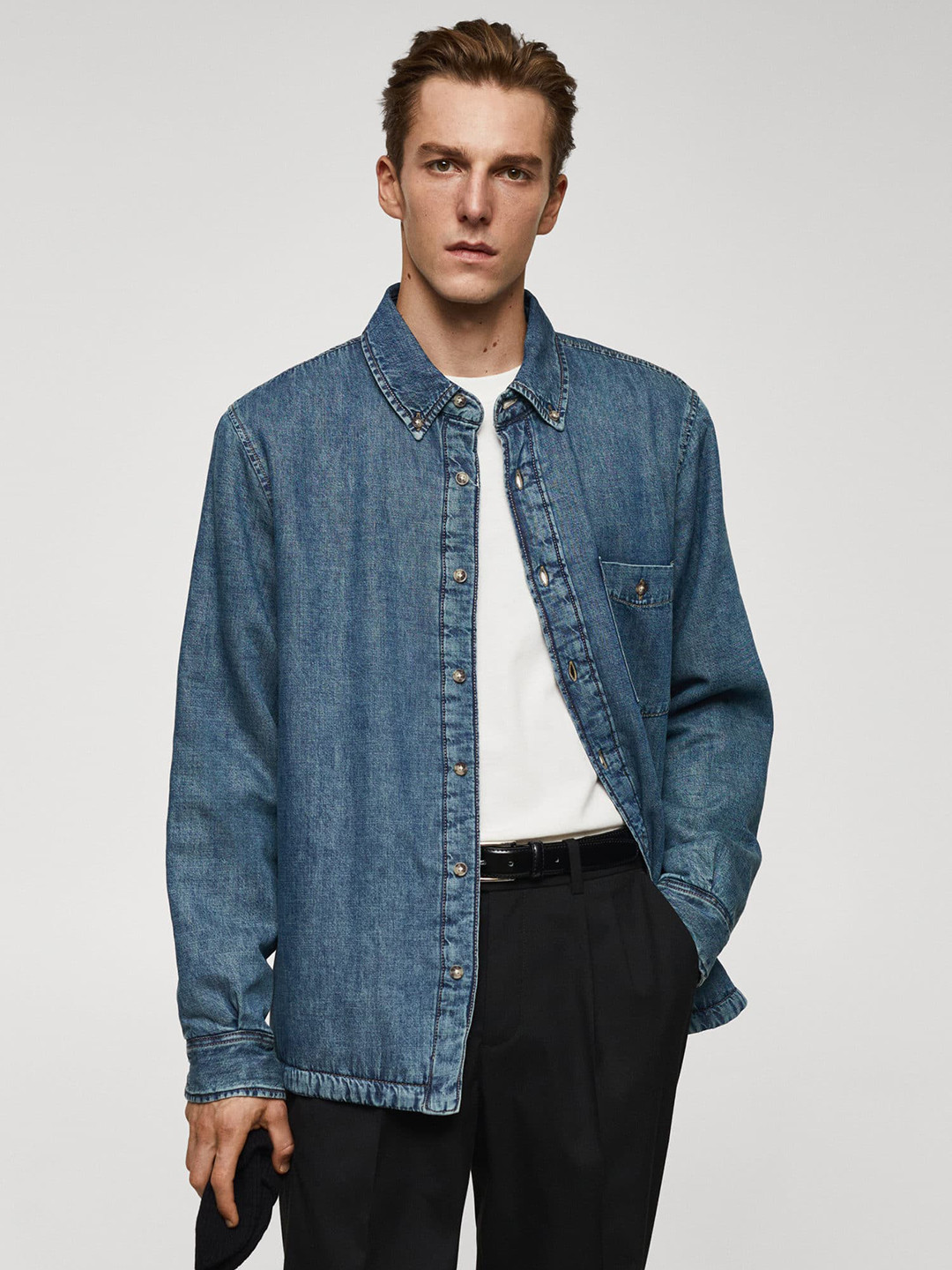 MANGO MAN Pure Cotton Denim Shacket