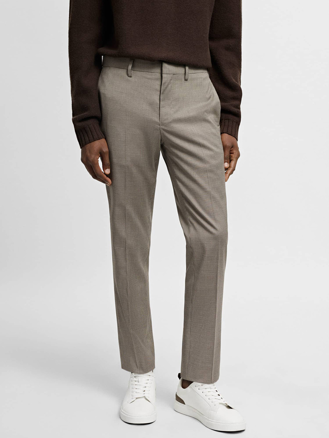 MANGO MAN The Suit Collection Stretchable Super Slim Fit Houndstooth Pattern Performance Trousers