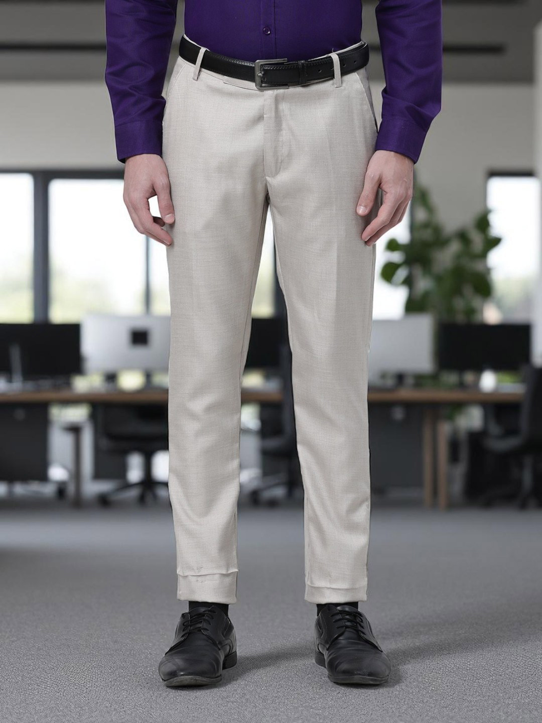 THE SOUL PATROL Men Mid Rise Lightweight Formal Trousers