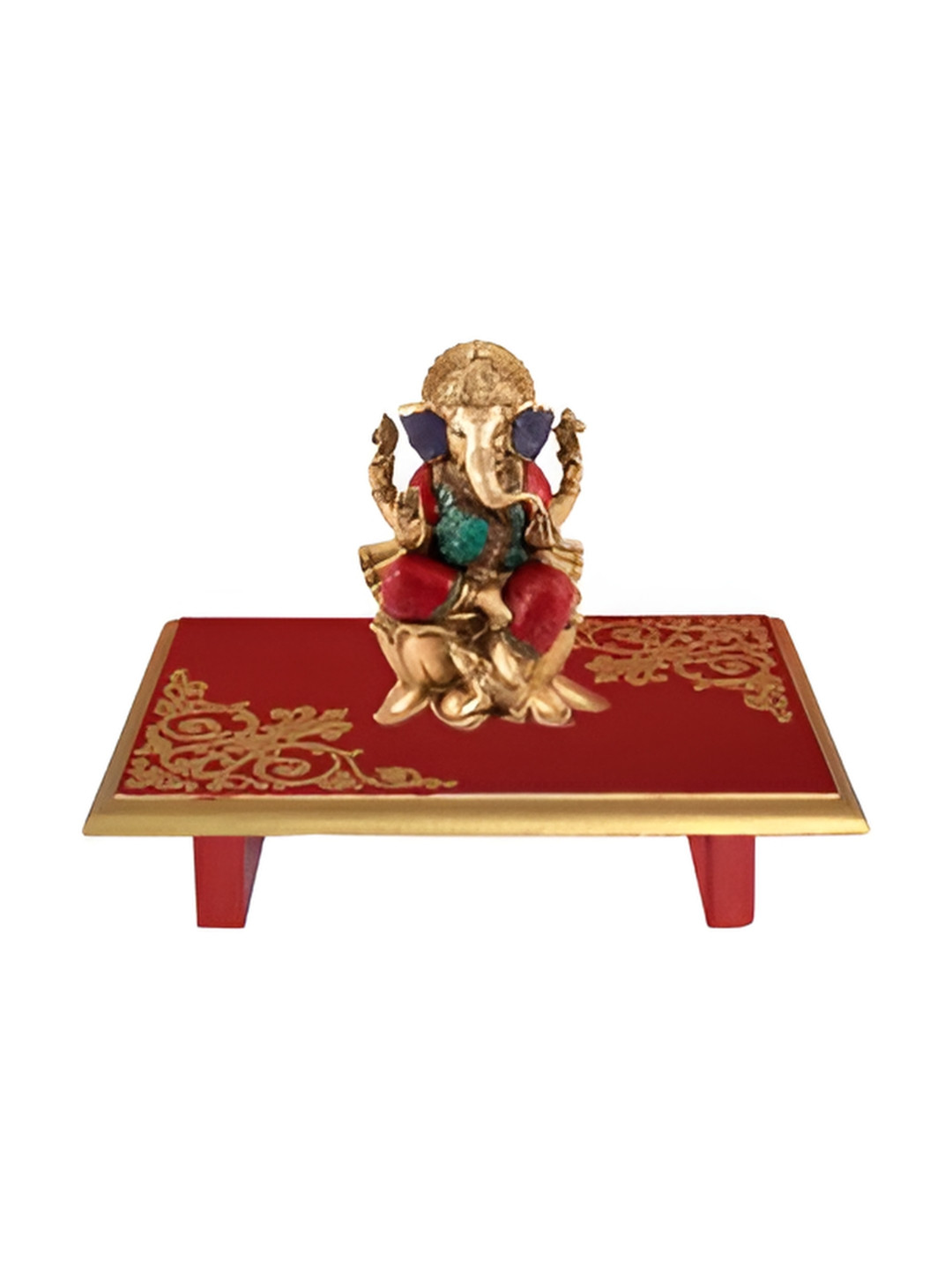 Lal Haveli Peetalu Red Wooden Pata Wooden Stool For God