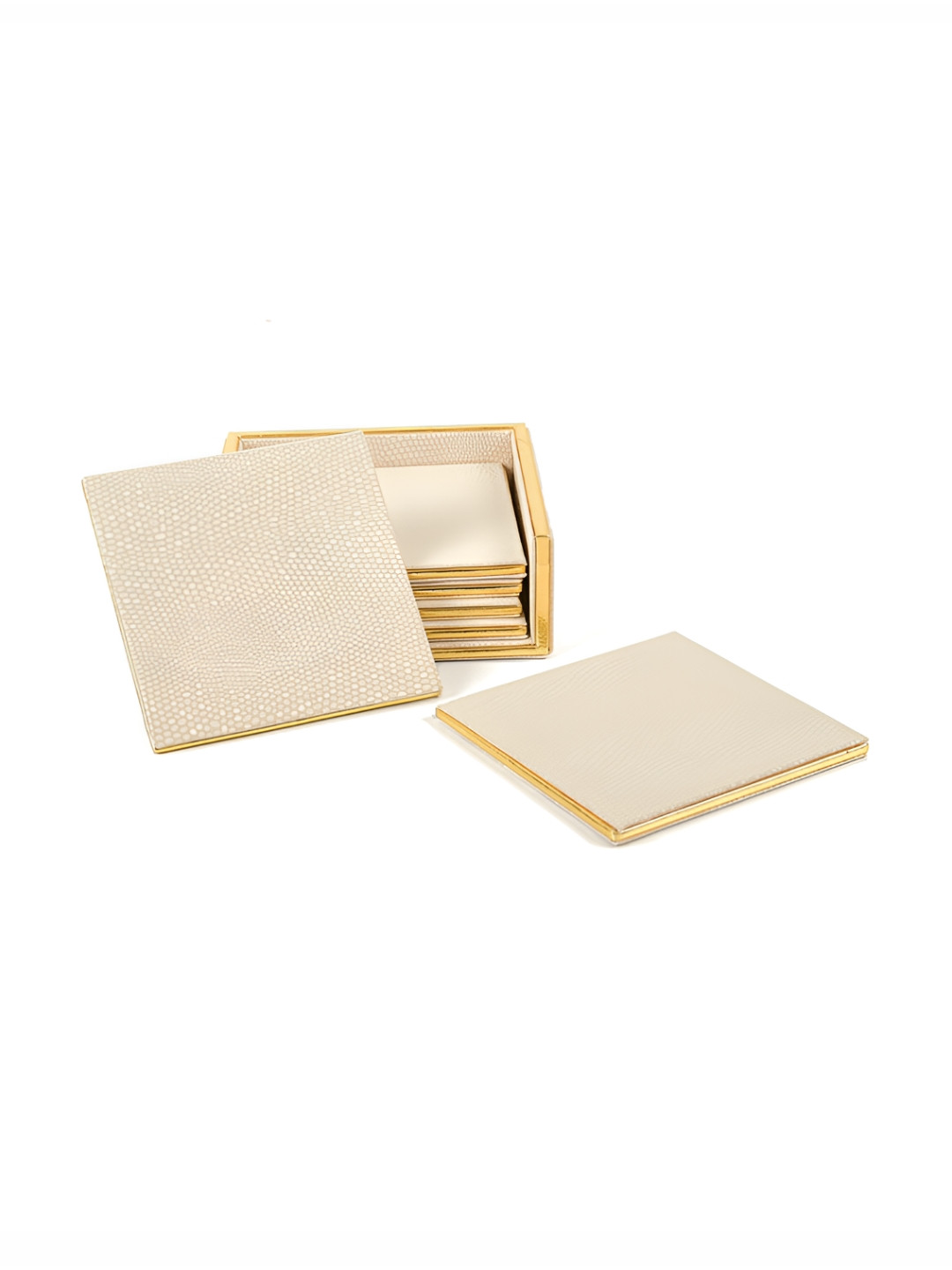 ICHKAN 6 Pieces Cream Textured Coasters