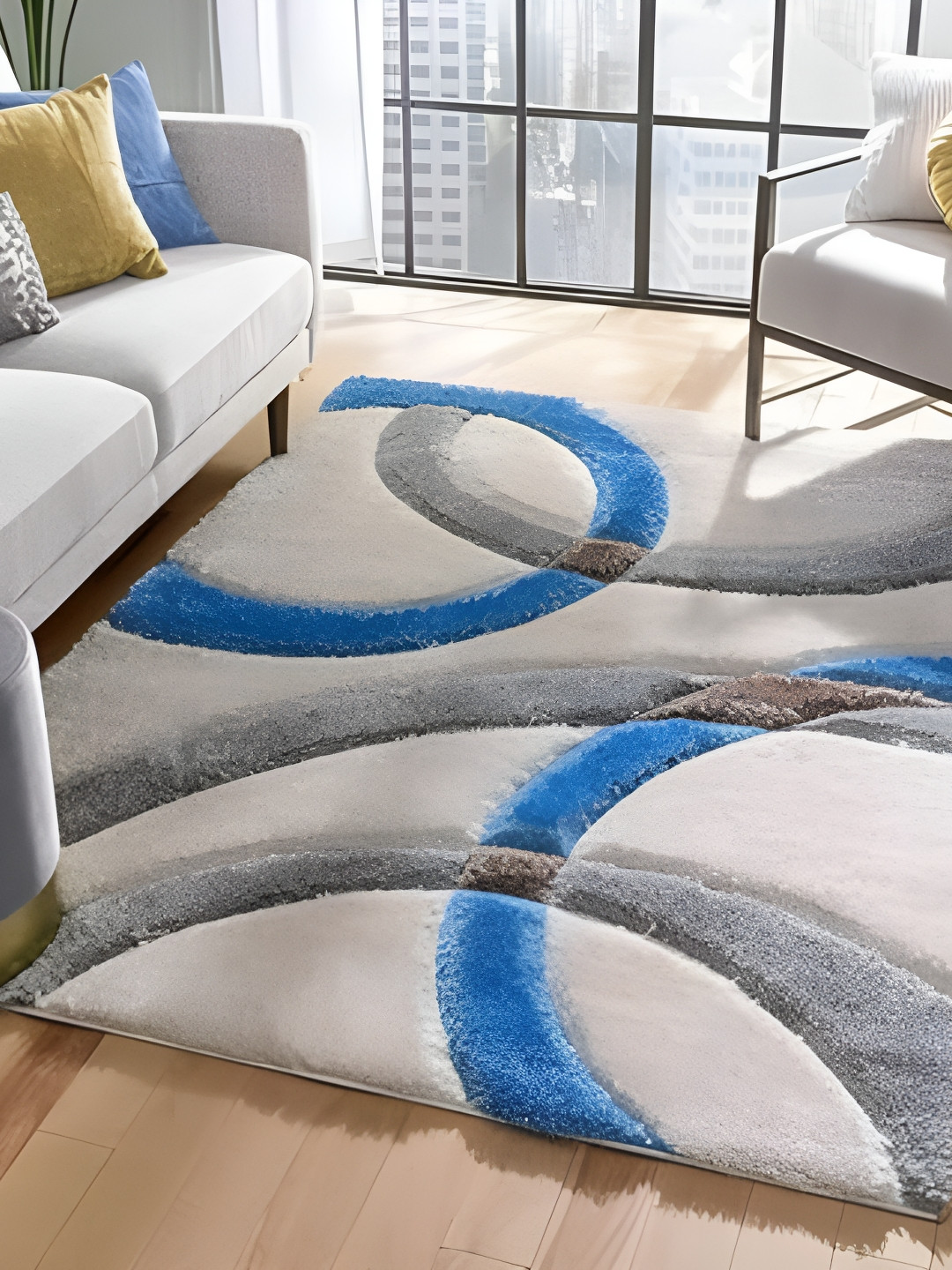 Shopgallery Grey Geometric Anti-Skid Carpet